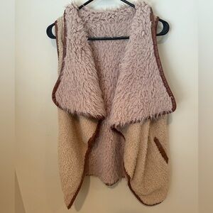 Cozy Beige and Cream Women's Sweater Vest Reversible